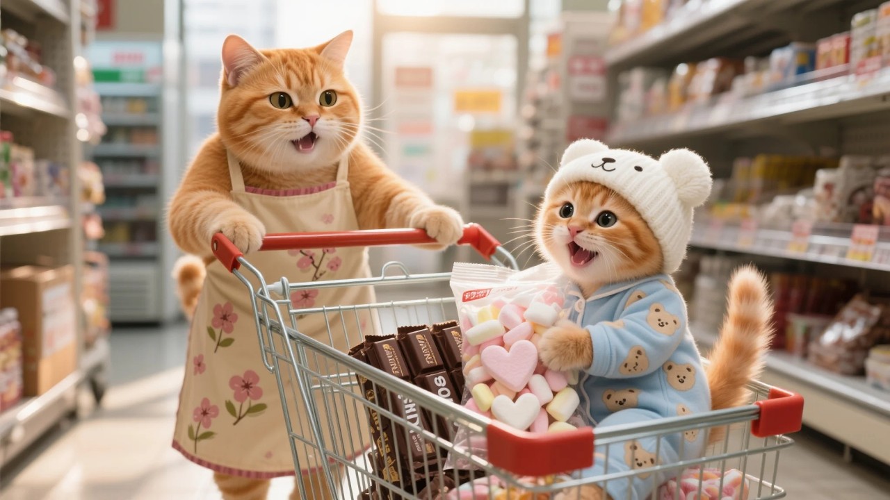 Mama Cat & Ginger Kitten Secretly Make Valentine Chocolates to Surprise Papa Cat 💝🍫🐾