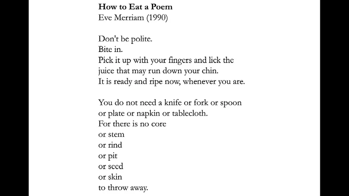 How to Eat a Poem (Reading)