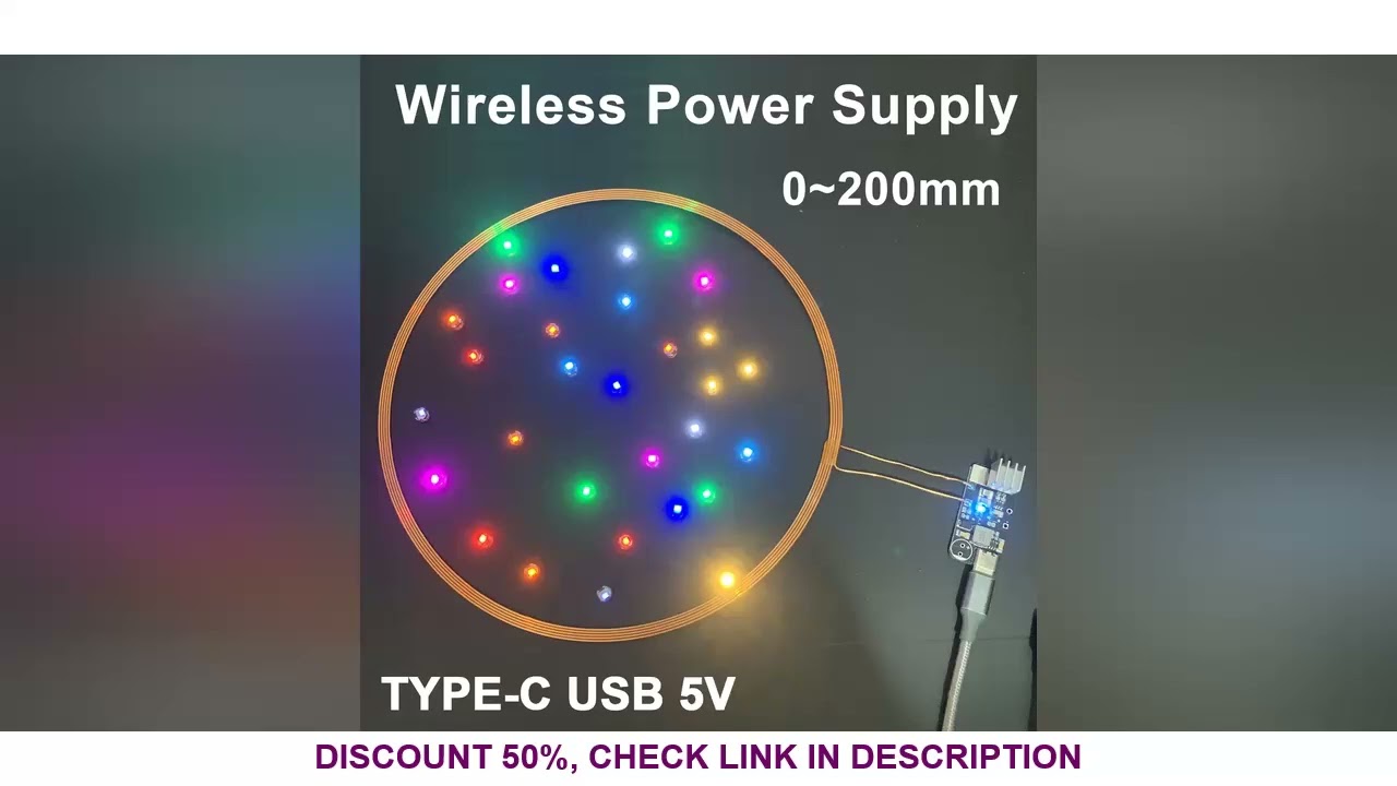 USB 5V 200mm Wireless Power Supply Transmitter Coil 5x Receiver LED Induction Light Lamp DIY Model G