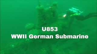 Scuba Diving the U853 German Submarine wreck with gopro.