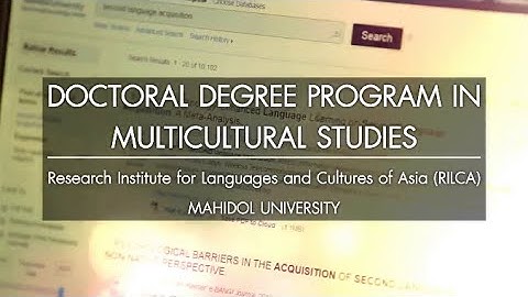 Doctoral Degree Promgram in Multicultural Studies, RILCA, Mahidol University | MU Link
