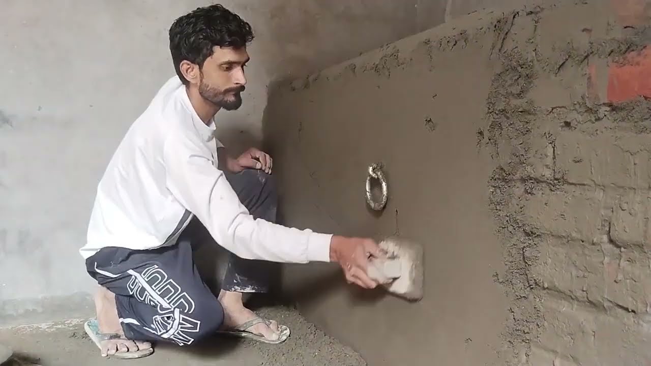 जब खोर खरली की चुनाई करने के बाद प्लास्टर कैसे करें/सीमेंट घोल कैसे चढ़ाएं//technique cow khurli !!