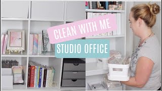 Clean With Me || Organizing Ikea Kallax, Bookcase in studio, craft room, home office!!