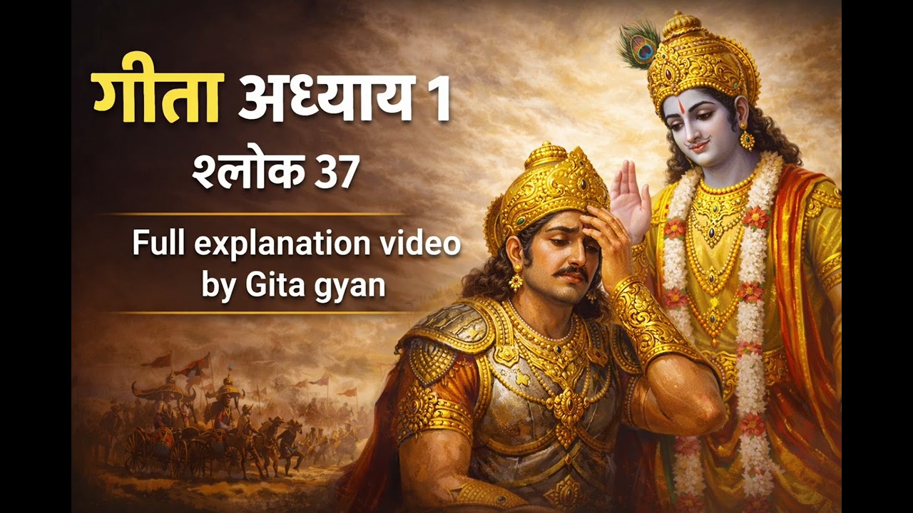 गीता अध्याय 1 श्लोक 37 | कुल विनाश और लोभ पर अर्जुन की गहरी चिंता | सम्पूर्ण सरल व्याख्या
