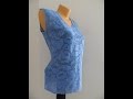 Голубой филейный  топ .Завершение ( обвязка горловины) crochet top (В №18)