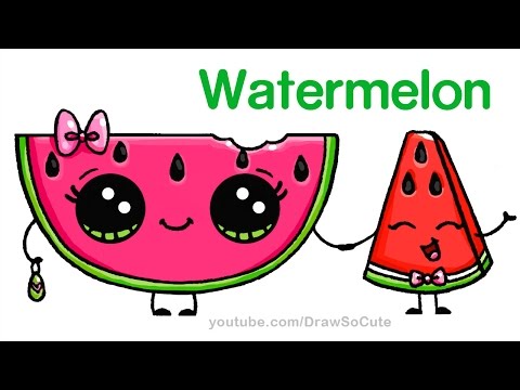 How To Draw Watermelon Easy Cartoon Food Youtube