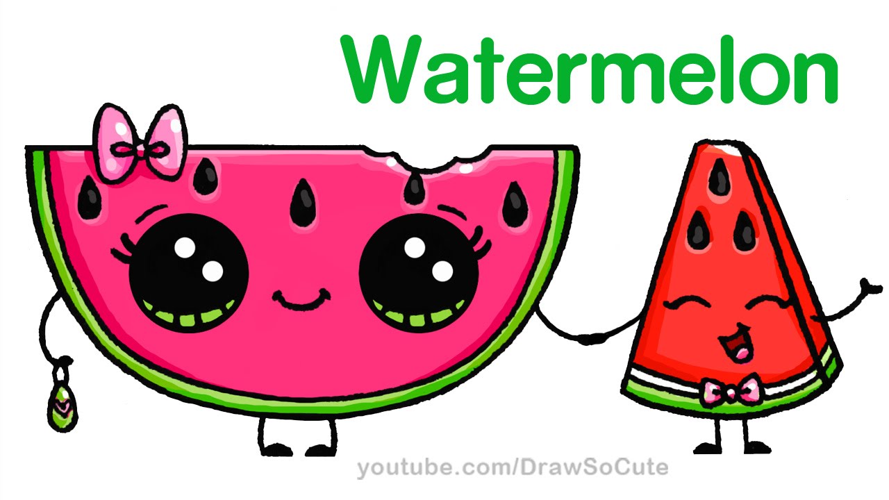 How to Draw Watermelon Easy Cartoon Food YouTube