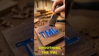 I CARVED TML INTO WOOD AND FLOODED IT WITH BLUE EPOXY 🔥 #microtools #woodworking #minisatisfying