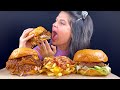 PULLED PORK BURGER & CHEDDAR BACON FRIES | MUKBANG