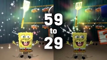 World Record Comparison: Battle for Bikini Bottom "any%" speedruns in 59, 49, 39 and 29