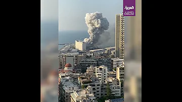 Beirut Explosion Seen From The Top Of A Building 