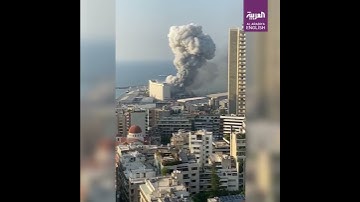 Beirut explosion seen from the top of a building