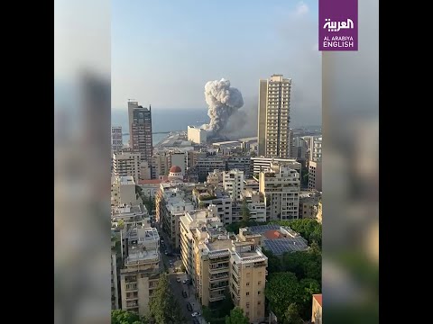 Beirut Explosion Seen From The Top Of A Building 
