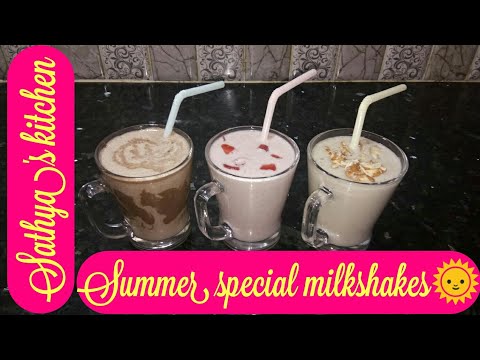 Milkshakes / strawberry milkshake /chocolate milkshake / banana milkshake / sathya's kitchen
