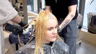 ASMR Two Professional Hong Kong hair dressers fix my roots and hair colour