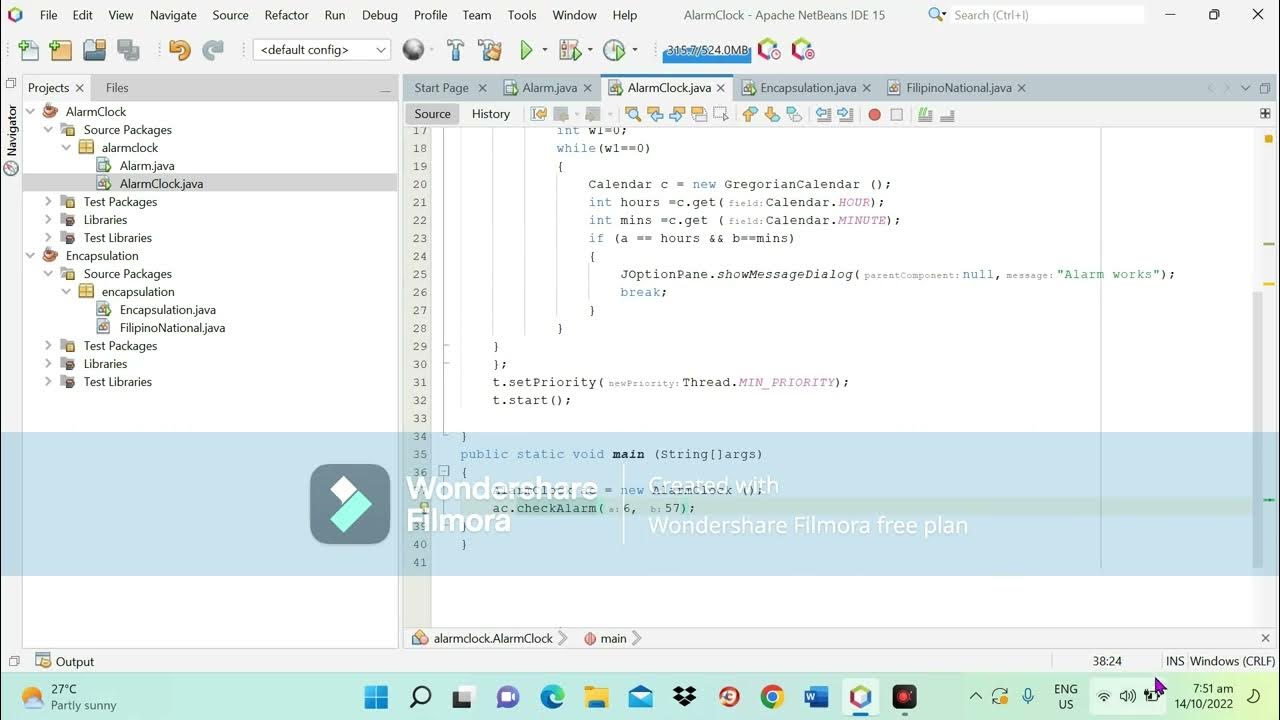 Simple Alarm Clock in Java net Beans YouTube