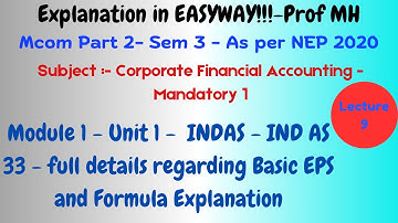 #09-Mcom Part2-Sem3-As per NEP2020- Corporate FinancialAccounting-INDAS 33-EarningPerShare-BASIC EPS