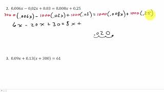 Solving Linear Equations With Decimals
