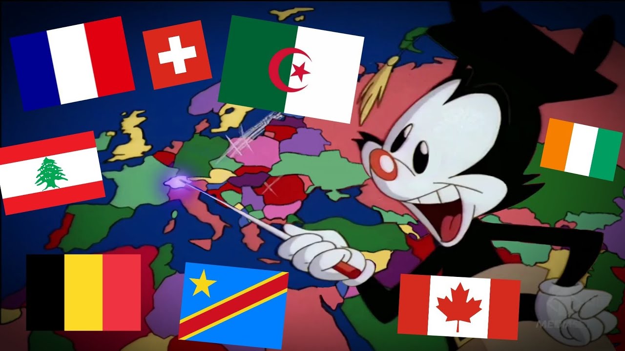 Yakko les nations du monde mais avec les drapeaux 🇬🇫🇨🇦🇳🇨🇨🇵🇨🇭