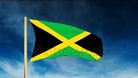 Jamaica flag slider style. Waving in the win with cloud background animation Stock video by
