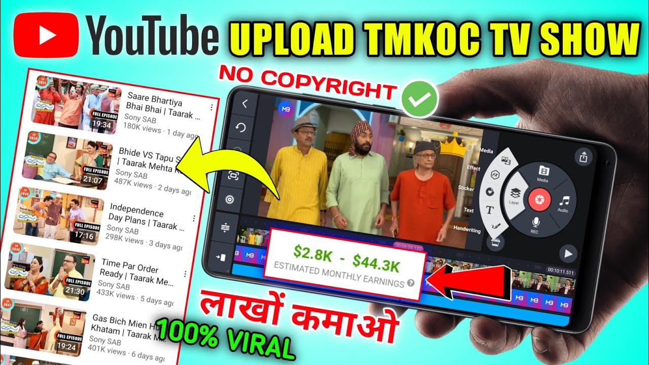 2800month  YouTube  TMKOC TV Show Upload    Without Strike  How To Make Money Online 2023