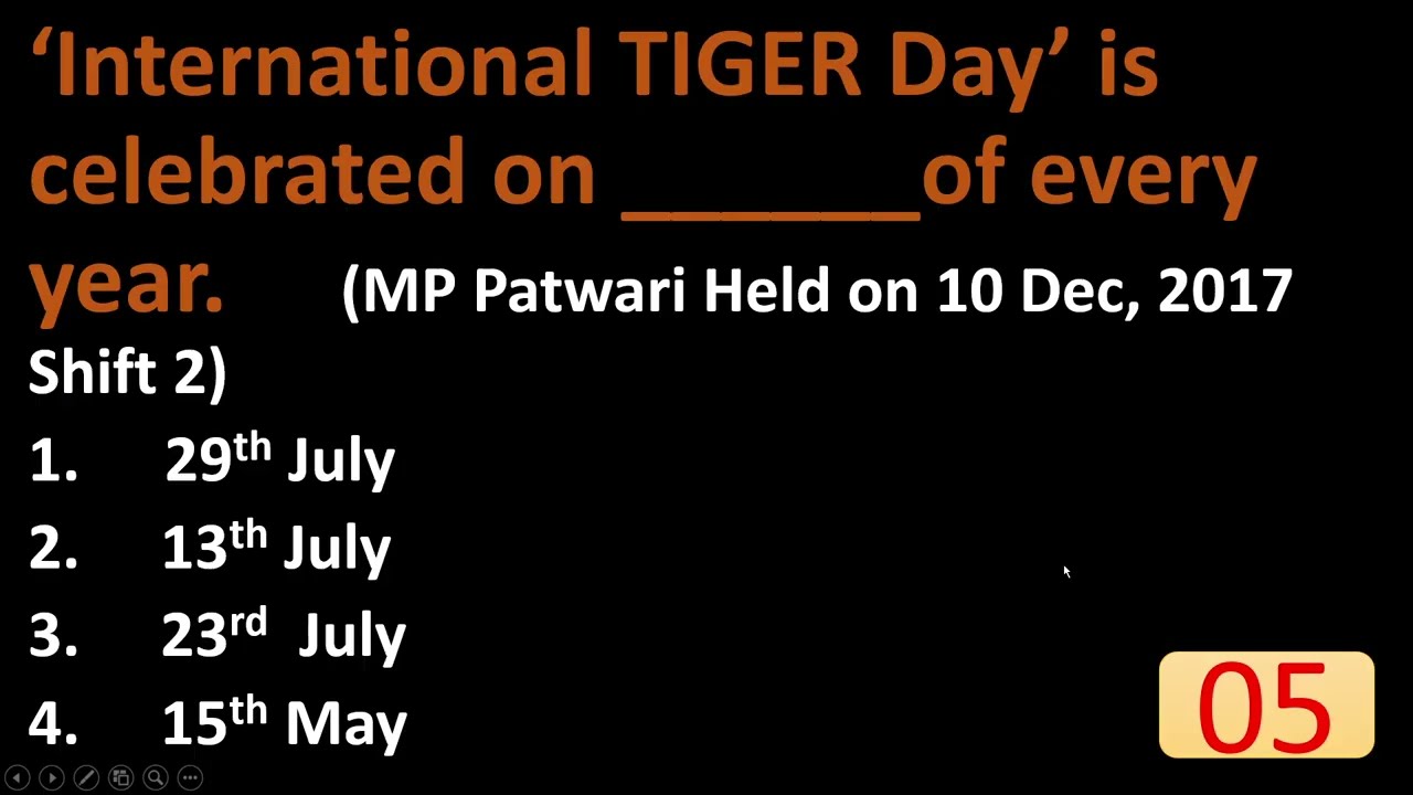 On which date 'International TIGER DAY' is observed?