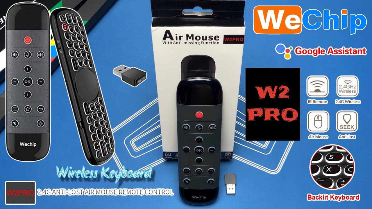 WeChip W1 Air Mouse Remote, 2.4G Backlit Voice Remote Control with