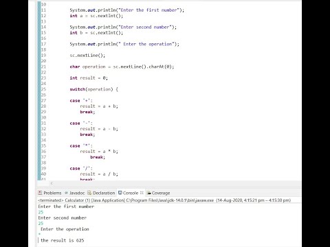 Create Simple Calculator in java coding