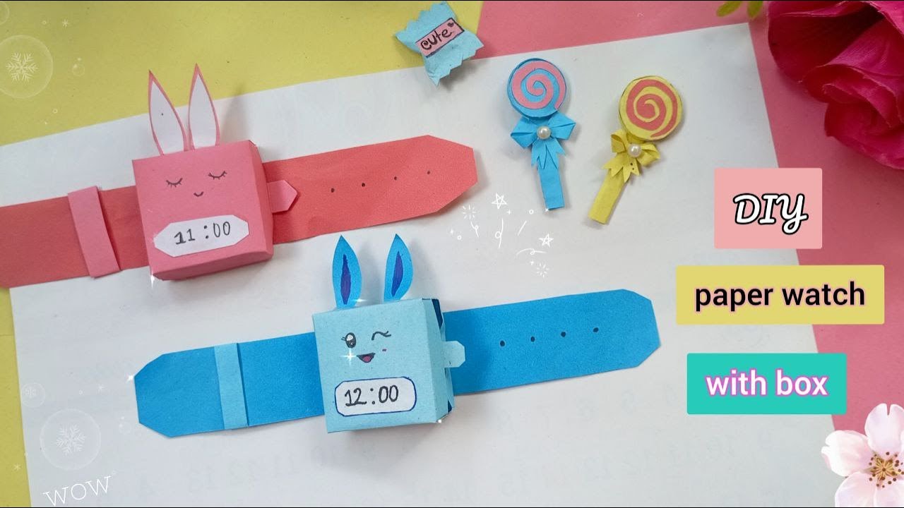 How to creat a paper watch with box - YouTube