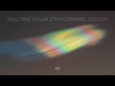 POLAR STRATOSPHERIC CLOUDS (mother-of-pearl cloud) in 4K real-time - Troms, Norway