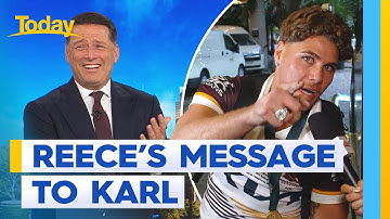 Reece Walsh delivers a message to Karl after the Broncos’ Grand Final win | Today Show Australia
