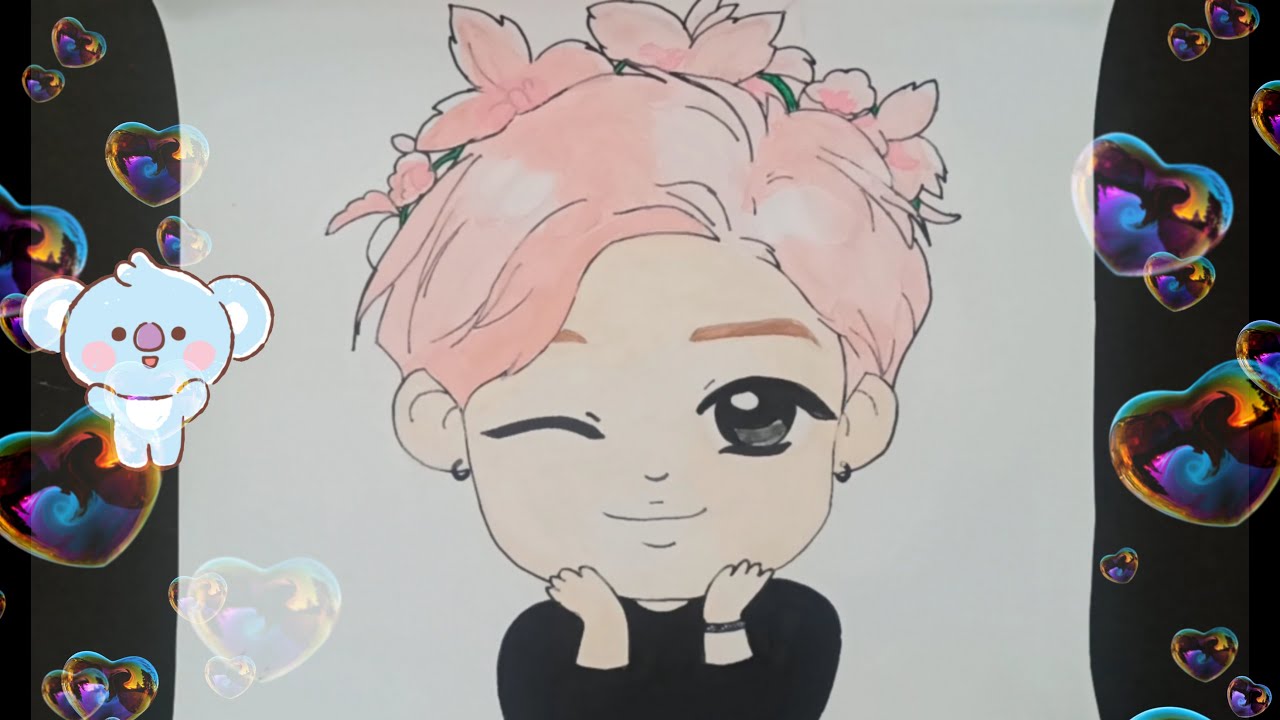 BTS RM cute Chibi drawing & painting????/KIM NAM-JOON... - youtube