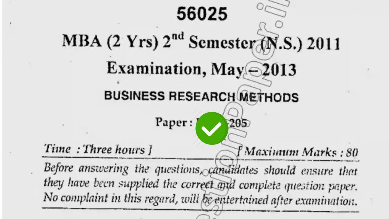 2013 Mdu MBA 2nd Sem Business Research Methods Question Paper - YouTube