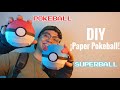 How to make a Pokeball and Super ball using colored cards - DIY Paper Pokeballs