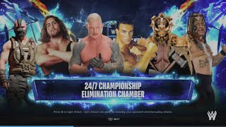 WWE 2K24 Triple H '14 VS Umaga, Bane, Lumis, Giant, JCVD Elm. Chamber Match WWE 24/7 Tittle