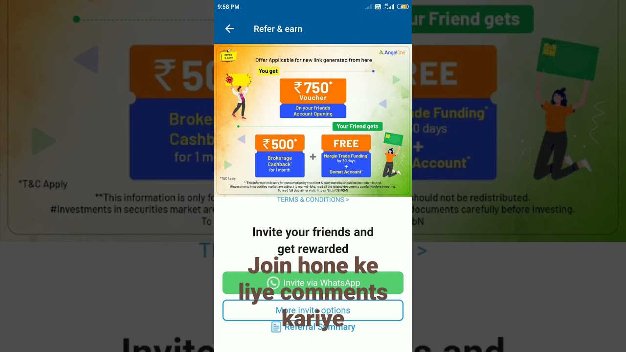 Angle one refer and earn // per refer 750rs