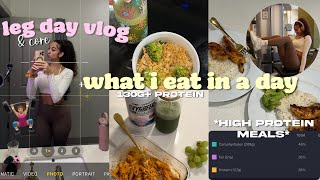 FITNESS VLOG: Leg Day (quads, glutes, hams) + What I Eat in A Day *130g+ PROTEIN* + new gym shoes!!