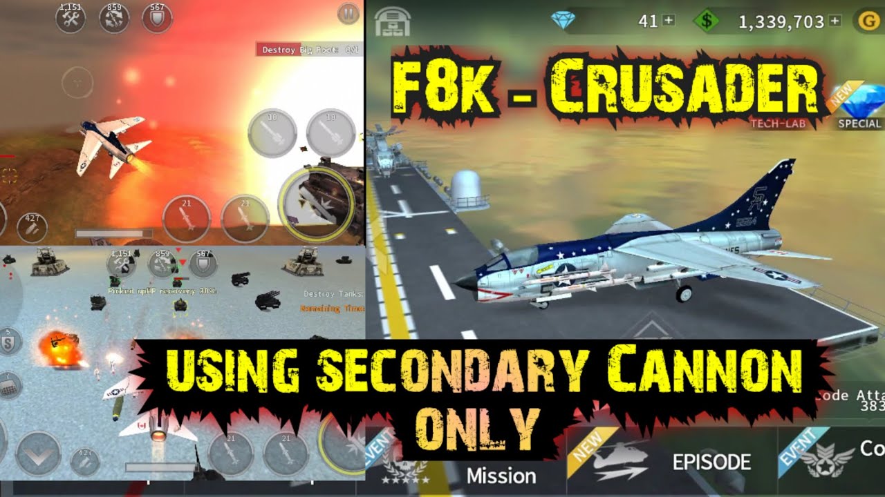 Gunship battle - F8K Crusader using secondary Cannon only