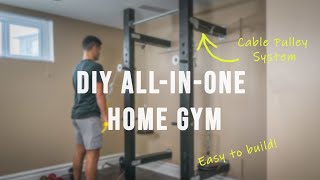 How I Made This AllInOne Home Gym For Cheap | DIY Power/Squat Rack & Homemade Cable Pulley System