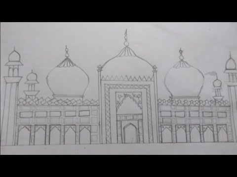 How to draw Badshahi Mosque ||Historical place of Lahore ||Badshahi Masjid  sketch - YouTube
