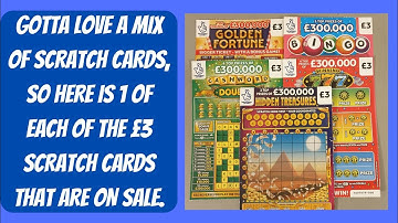 £15 of scratch cards. A mix of £3 scratch cards, 1 of each kind, looking for a big win!