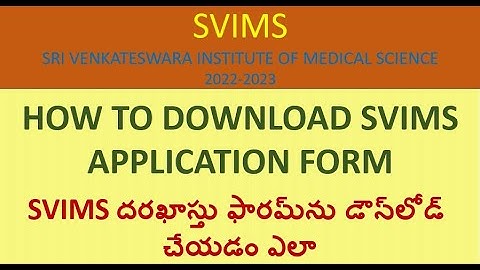 How to download SVIMS application form #SVIMS #Application