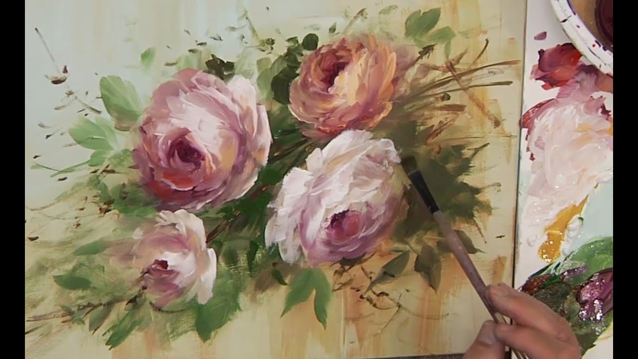 Painting Roses In Acrylic Painting Roses with Acrylics- Casual Compositions - YouTube