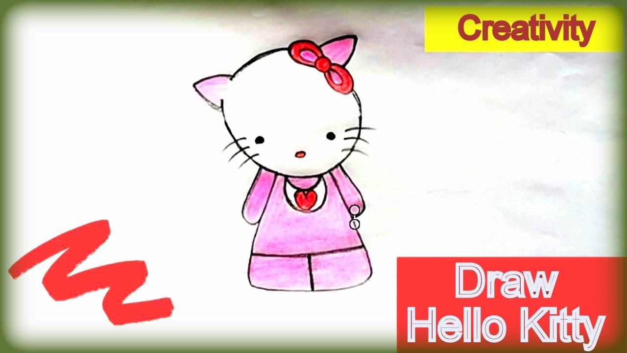 How to Draw Hello Kitty Pencil With Colour Easy Way ♥️ ♥️ ♥️