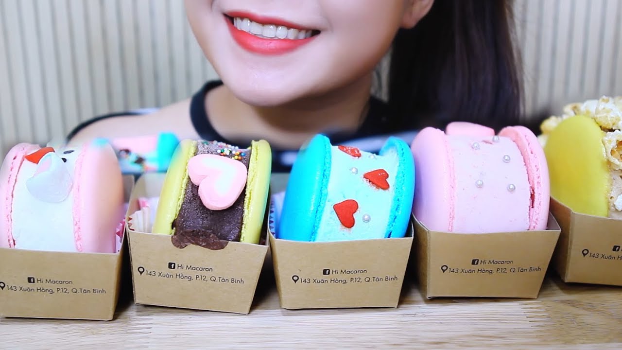 ASMR GIANT MACARON ICE CREAM SANDWICHES (SOFT ICE Eating Sounds) | LINH-ASMR