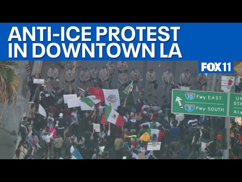 54:10 54:10 Now playing, Anti-ICE protesters shut down 101 Freeway in downtown LA