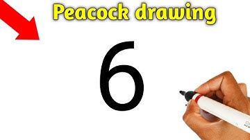 How to draw Peacock from number 6 || Peacock drawing || Number drawing easy