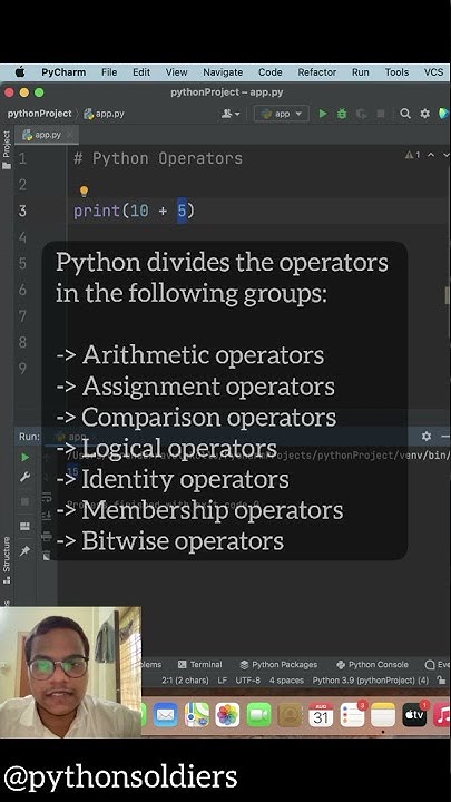 Operators in Python Tutorials #shorts #tutorials #python #operators ...