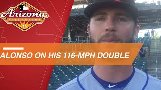 Peter alsonso discusses his double in the arizona fall league, which
was harder than any hit by a mets player statcast era about major
league baseball...
