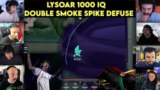 Valorant Streamers React To XLG Lysoar 1000iq Double Smoke Spike Defuse Clutch Vs NRG 